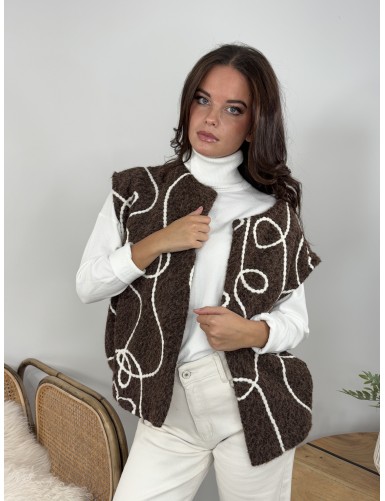 Gilet ouvert à motifs choco...