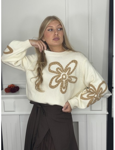 Pull à motifs de fleurs...