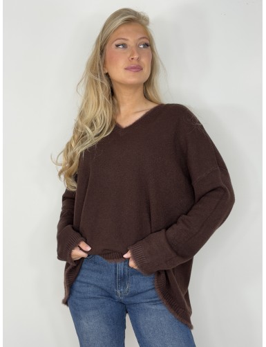 Pull doux à col v choco...