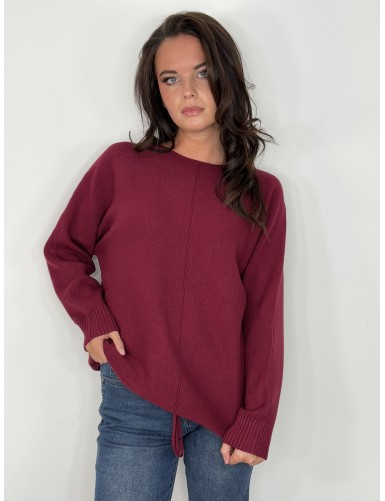 Pull col rond bordeaux ANAELLE