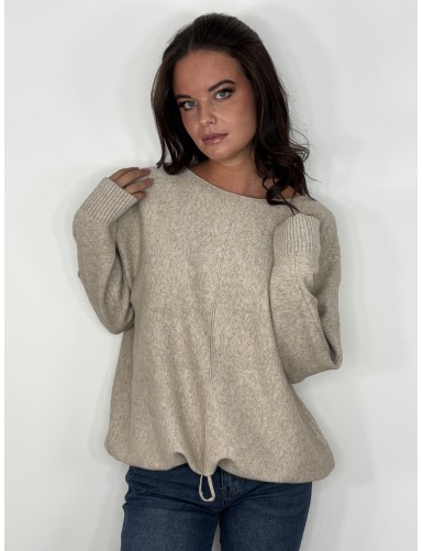Pull col rond taupe ANAELLE