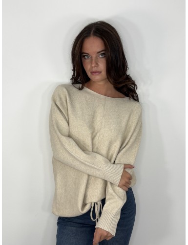 Pull col rond beige ANAELLE
