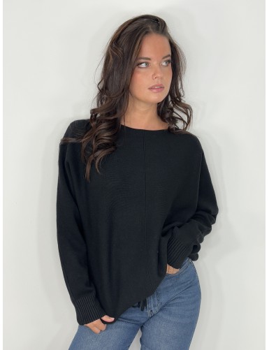 Pull col rond noir ANAELLE