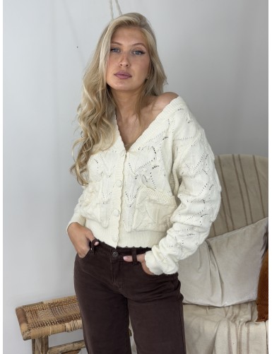 Gilet à motif beige CLEMENTINE