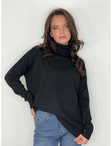 Pull doux col roulé uni...