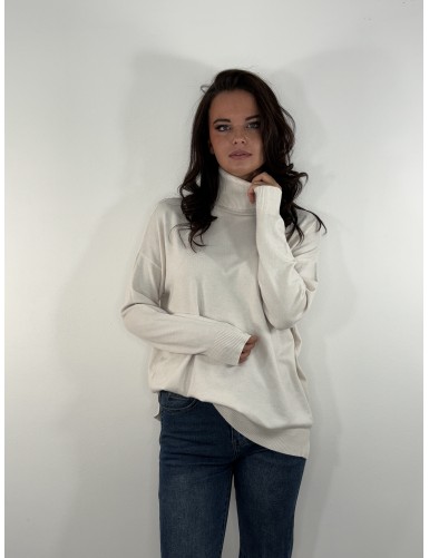 Pull doux col roulé uni...