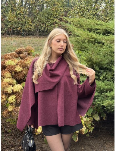 Veste style poncho bordeaux...