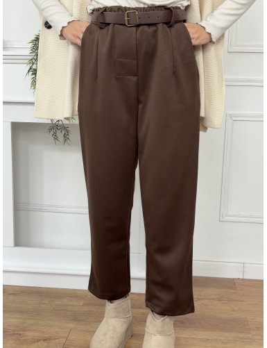 Pantalon ample uni choco Linda