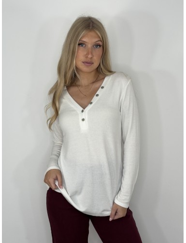 Pull col v écru Agostina