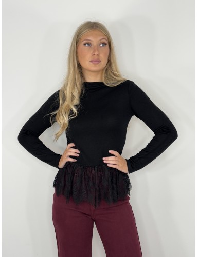 Pull avec dentelle noir Sandy