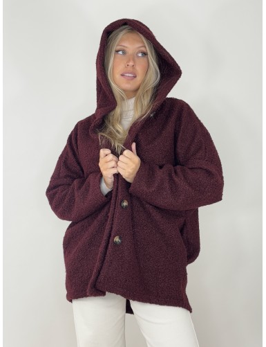 Veste à capuche bordeaux...