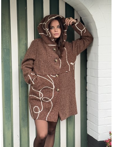 Manteau long et ample choco...