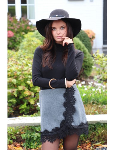 Jupe grise à dentelle CARLOTTA