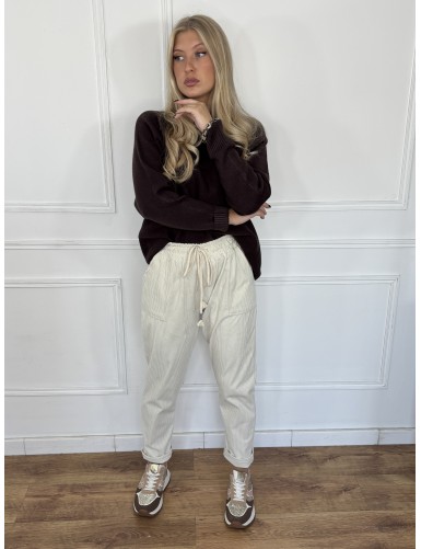 Pantalon ample beige NADEGE