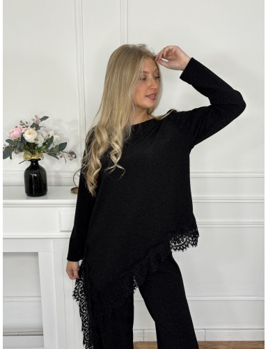 Blouse à dentelle noire NAWEL