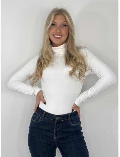 Blouse à col roulé unie...