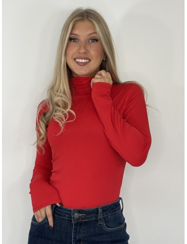 Blouse à col roulé unie...