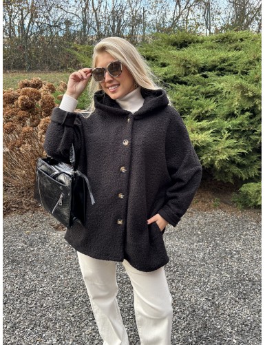 Veste à capuche noire CAMELIA