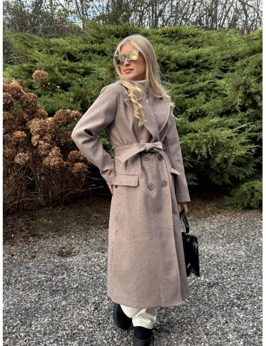 Manteau long et chaud taupe...