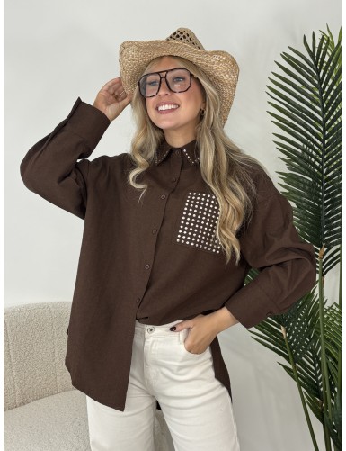 Chemise à strass choco Luisa