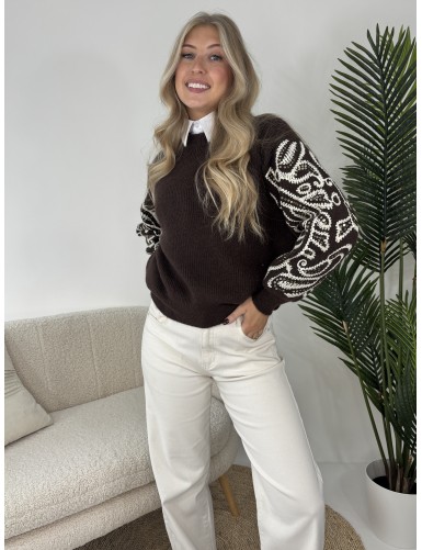 Pull ample à motifs choco...