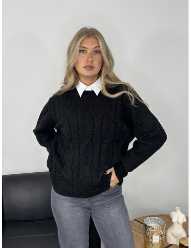 Pull col rond avec relief...