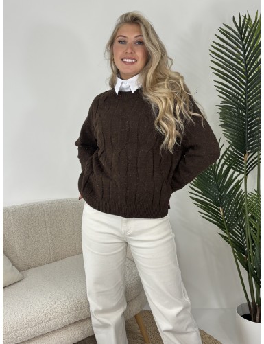 Pull col rond avec relief...