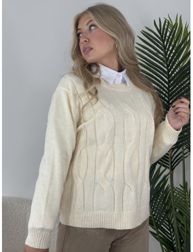 Pull col rond avec relief...