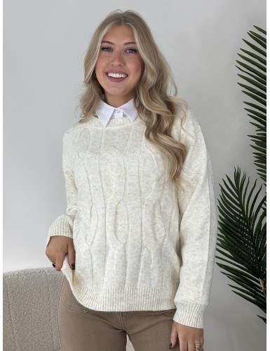 Pull col rond avec relief...