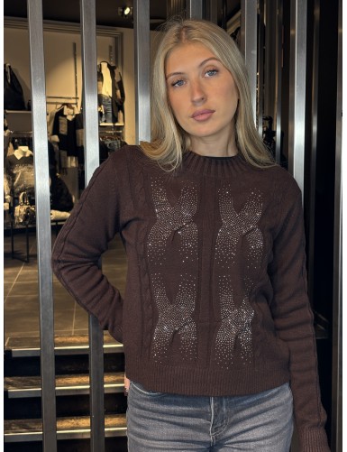 Pull à strass choco SALLY