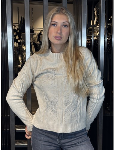 Pull à strass beige SALLY