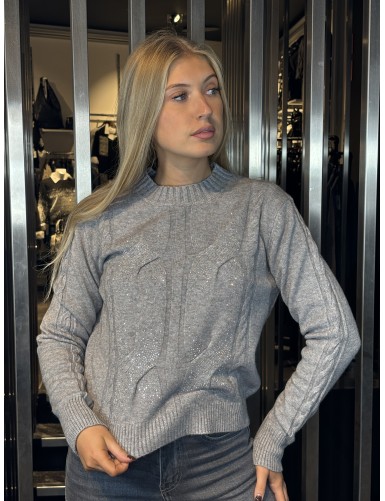 Pull à strass gris SALLY