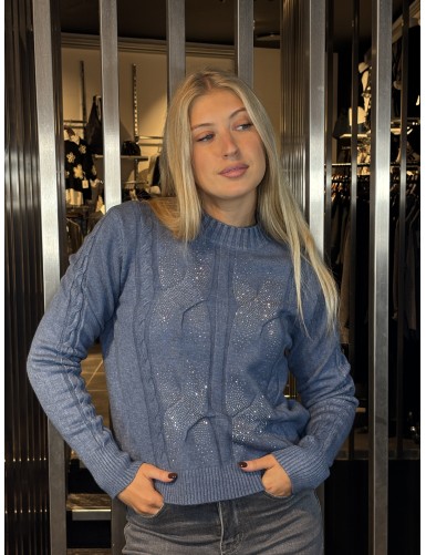 Pull à strass bleu SALLY