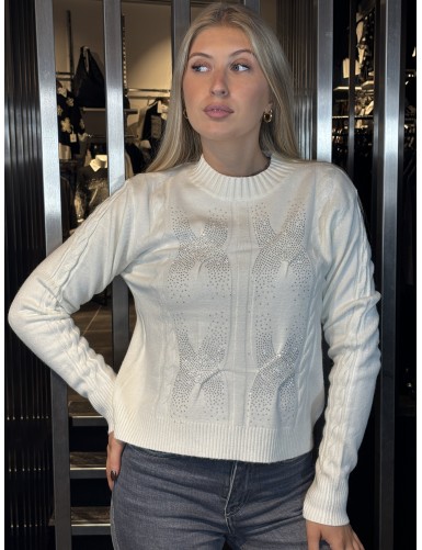 Pull à strass écru SALLY