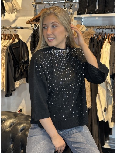 Pull à col rond et strass...
