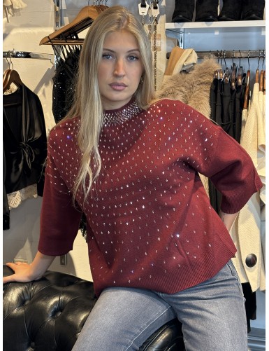Pull à col rond et strass...