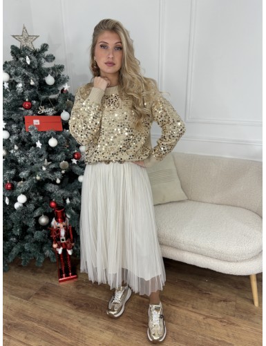 Pull à sequins beige Alba
