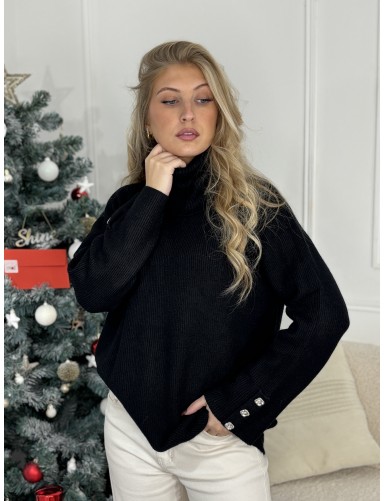 Pull col roulé noir Jelissa