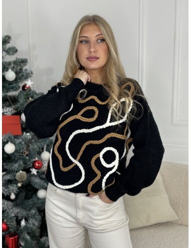 Pull à motif noir Aline