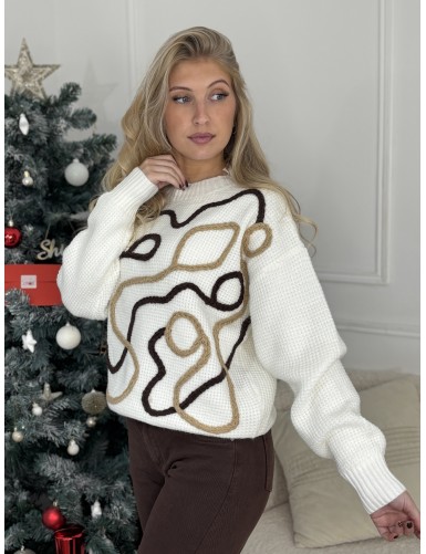 Pull à motif écru Aline