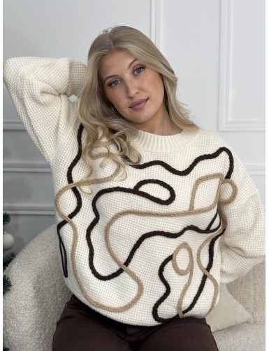 Pull à motif beige Aline