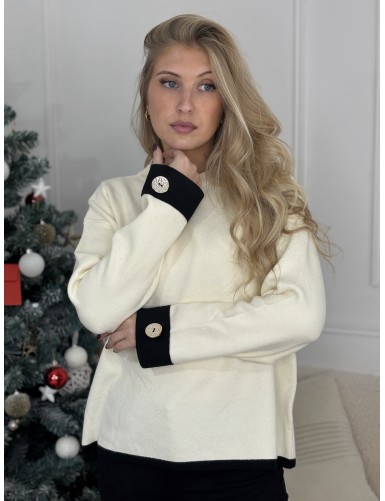 Pull uni à ligne écru Maelle