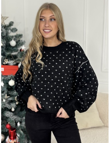 Pull uni à motifs noir Néolia