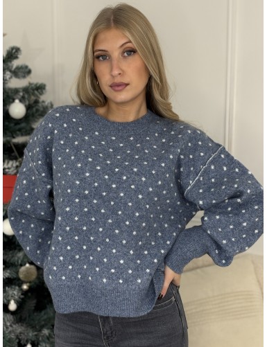 Pull uni à motifs bleu Néolia