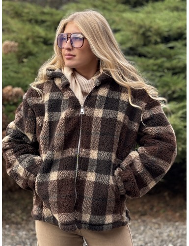 Veste à carreaux choco Layana
