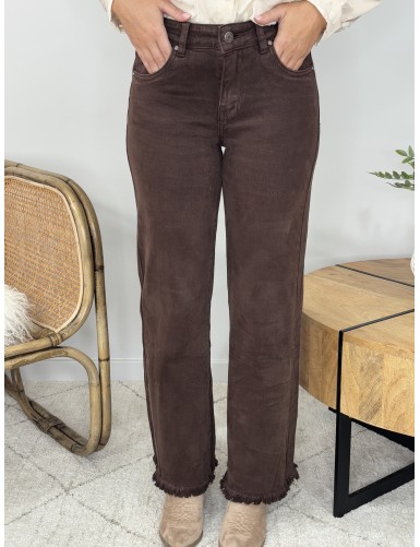 Pantalon large uni choco...