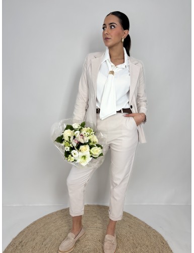 Pantalon léger uni beige...