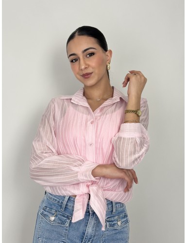 Chemise légère lignée rose...