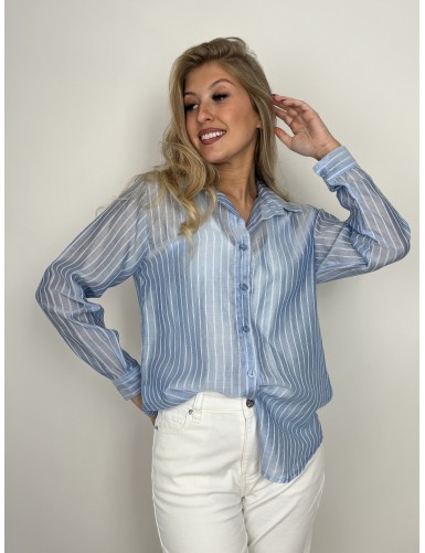Chemise légère lignée bleue...