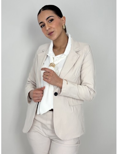 Veste à bouton unie beige...